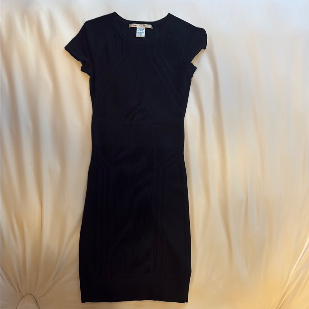 Black Short-Sleeve Knit Dress